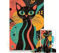 Puzzle de 1000 pièces avec Motif de Chat rétro, idéal pour Les Adolescents Jeu de réflexion et de création Collective Découpe Nette et Amusante Objet de Collection (50x75cm)