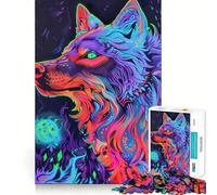 Puzzle de 1000 pièces avec Motif Loup Néon, idéal pour Les Adolescents Jeu de logique, Passe-Temps Silencieux, Bords Lisses, Cadeau Unique (50x75cm)