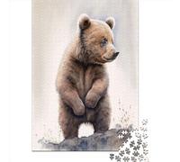 Puzzle de 1000 pièces avec ours mignon à peindre, puzzles rectangulaires créatifs en papier pour adultes, grand puzzle pour jeu éducatif familial (38 x 26 cm)