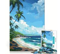 Puzzle de 1000 pièces avec paysage de plage et de côte, jeu de logique délicat, jeu confortable pour les loisirs, superbe (38 x 52 cm)