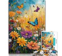 Puzzle de 1000 pièces avec Peinture à l'huile de Fleurs et de Papillons pour Adultes et Adolescents, Anti-Stress, défi Difficile, renforce l'amour Entre Couples (38x26cm)