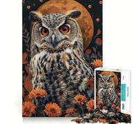 Puzzle de 1000 pièces avec Portrait de Hibou et Fleurs, idéal pour Les Adolescents Jeu Intelligent et divertissant, à Assembler Pendant Les Moments de détente Joli Cadeau (38x52cm)