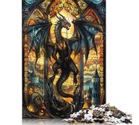 Puzzle de 1000 pièces avec scène de fenêtre de la cathédrale, puzzle carré créatif pour adultes et puzzles en bois, jeu éducatif pour adultes, 1000 pièces(75 x 50 cm)