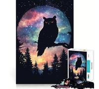 Puzzle de 1000 pièces avec Silhouette de Hibou et Lune, idéal pour Les Adolescents Jeu de logique Clair, Lumineux et Relaxant, découpe Parfaite, (38x26cm)