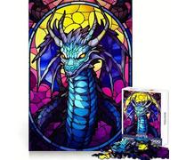 Puzzle de 1000 pièces avec Squelette de Dragon et Verre teinté pour Adultes Soulagement du Stress Découpe précise Cadeau du Père Noël 38x26cm