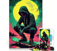 Puzzle de 1000 pièces avec tête de Mort et Sweat à Capuche de Skateur, idéal pour Les Adolescents, Jouet Stimulant la réflexion, Design Confortable et Relaxant, Cadeau attentionné 38x26cm
