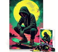 Puzzle de 1000 pièces avec tête de Mort et Sweat à Capuche de Skateur, pour Adultes, Jeu de réflexion Amusant et décontracté, découpe de précision, Cadeau Artistique 38x52cm
