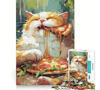 Puzzle de 1000 pièces avec Un Chat Mignon et Une Pizza, idéal pour Adultes stimule la mémoire, soulage l'anxiété et Offre Un Cadeau Artistique (50x75cm)