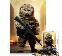 Puzzle de 1000 pièces avec Un Chat Scottish Fold Soldat, idéal pour Les Adolescents, stimule la mémoire, Calme et apaisant, Un Cadeau de qualité supérieure (38x26cm)