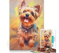 Puzzle de 1000 pièces avec Un Croquis de Yorkshire Terrier,Jeu de logique et de réflexion,découpe Experte,Artisanat de qualité,Exercice Mental Calme à Faire à la Maison (38x26cm)