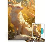 Puzzle de 1000 pièces avec Un Fennec Blanc dans la forêt Jeu de Construction Focus Assemblage Parfait sans écart Activité gratifiante pour Les Jours de Pluie (38x26cm)