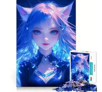 Puzzle de 1000 pièces avec un magnifique motif de fille de chat, parfait pour les jeux créatifs, par exemple B (38 x 26 cm)