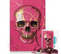 Puzzle de 1000 pièces avec Une Affiche de crâne Rose et Or, idéal pour Les Adolescents Un Casse-tête Relaxant et Amusant à Assembler, Un Cadeau touchant (50x75cm)