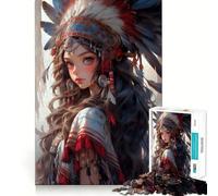 Puzzle de 1000 pièces avec une belle fille américaine, découpes précises, jeu cognitif, idéal pour les moments de détente et comme cadeau d'anniversaire (38 x 26 cm)