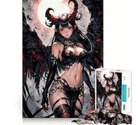 Puzzle de 1000 pièces avec une belle fille démon animée, bords lisses, favorise les capacités mentales, le plaisir et le confort, cadeau de loisirs (38 x 26 cm)