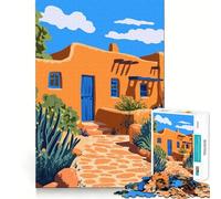 Puzzle de 1000 pièces avec une belle illustration d'été minimaliste du Nouveau-Mexique Un superbe élément de décoration pour les jeux créatifs et des heures confortables à Noël (38 x 52 cm)