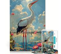 Puzzle de 1000 pièces avec Une Cigogne pour Adultes Jeu de logique et d'adresse Anti-Stress Découpe précise Liste de souhaits du Père Noël 38x52cm