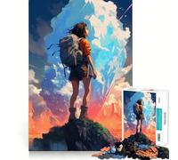 Puzzle de 1000 pièces avec Une Fille en randonnée et Un Sac à Dos Style Anime Un Jeu Amusant pour développer sa mémoire,développer Ses compétences,créer des Bords Lisses et s'emboîter Parfaitement