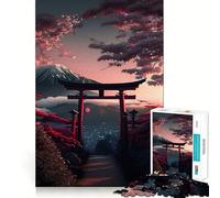 Puzzle de 1000 pièces avec Vue sur la Porte Torii et Le Mont Fuji pour Adolescents 50x75cm Renforce la mémoire, Simple et Amusant, de qualité supérieure, Un Cadeau mémorable