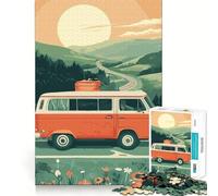 Puzzle de 1000 pièces,Aventure rétro sur la Route,Jeu d'assemblage précis,activité cérébrale Amusante pour Passer Le Temps Libre,Cadeau Artistique d'anniversaire (38x26cm)