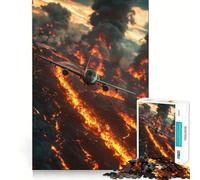 Puzzle de 1000 pièces Avion au-Dessus d'une coulée de Lave pour Adultes Un Cadeau créatif, idéal pour développer sa mémoire et apaiser Son Esprit (38x52cm)