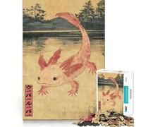 Puzzle de 1000 pièces Axolotl,estampe Japonaise en Bois,Assemblage précis,Jeu de logique et de réflexion,Moment de détente,Cadeau Artistique de Noël (50x75cm)