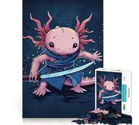 Puzzle de 1000 pièces Axolotl Guerrier Samouraï Illustration Jeu à articulations Propres Stimulant cérébral Détente Cadeau d'anniversaire Amusant (38x52cm)