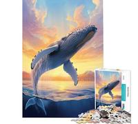 Puzzle de 1000 pièces Baleine à Bosse au Coucher du Soleil Jeu Familial éducatif et Stimulant pour Les Anniversaires Analyse et logique (38x26cm)