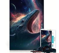 Puzzle de 1000 pièces Baleine Bleue de l'espace,pièces Parfaitement ajustées,Jouet créatif et Amusant,Moments de détente et de Plaisir,Cadeau de décoration d'anniversaire (50x75cm)