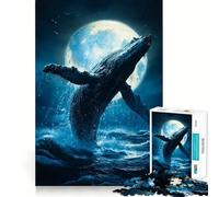 Puzzle de 1000 pièces Baleine bondissante,océan au Clair de Lune »,pour stimuler Votre Esprit Découpe Nette,Composants Robustes,Divertissement captivant pour des Moments de détente à la Maison