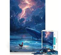 Puzzle de 1000 pièces Baleine,Coq et Paysage Marin orageux Activité ludique et stimulante pour renforcer Les Liens familiaux Assemblage précis sans espaces (38x52cm)