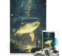Puzzle de 1000 pièces Baleine dans la forêt Jeu Manuel pour entraîner Votre Cerveau et Vos Mains grâce à des pièces de Formes aléatoires Qui s'emboîtent Parfaitement 50x75cm