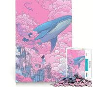 Puzzle de 1000 pièces Baleine dans Le Ciel avec Une Fille (50x75cm) Développe la mémoire,ludique et créatif pour stimuler l'esprit