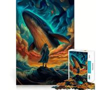 Puzzle de 1000 pièces Baleine dans Le Ciel pour Adultes Jeu de mémoire Amusant,pièces Robustes et aux découpes nettes,Cadeau Unique pour soulager Le Stress (50x75cm)
