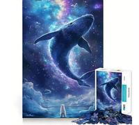 Puzzle de 1000 pièces Baleine dans l'espace avec Ours Polaire pour Adultes,Jeu de réflexion,découpe Laser pour Un Assemblage Parfait,activité enrichissante pour Les Jours de Pluie (50x75cm)