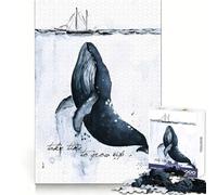 Puzzle de 1000 pièces Baleine et Bateau à l'aquarelle pour Adolescents, idéal pour stimuler la réflexion, favoriser Un Engagement Doux et Durable, et Offrir Un Joli Cadeau (50x75cm)