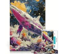 Puzzle de 1000 pièces Baleine et Océan Jeu de Concentration mentale sans Espace,Design ajusté,défi cérébral interactif pour la Maison (38x26cm)