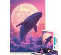 Puzzle de 1000 pièces Baleine Flottant dans Un Ciel Rose pour Adultes Jeu de mémoire Amusant Assemblage sûr et Solide Activité familiale Amusante en soirée (38x52cm)