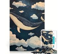 Puzzle de 1000 pièces Baleine nageant Parmi Les Nuages »,Jeu de Concentration mentale sans Espace,Design ajusté,défi cérébral interactif pour la Maison (38x26cm)