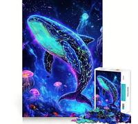 Puzzle de 1000 pièces Baleine Néon des Profondeurs Marines pour Adultes Jeu de Logique et de Renforcement des Liens Familiaux Bordure Premium Surprise Chaleureuse (50x75cm)