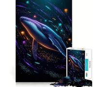 Puzzle de 1000 pièces Baleine Néon des Profondeurs Marines pour Adultes Jeu de Puzzle Stimulant Le Cerveau Cadeau élégant et créatif (38x52cm)