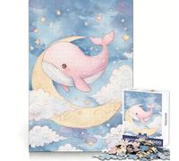 Puzzle de 1000 pièces Baleine Rose sur la Lune à l'aquarelle, pour Adolescents, Wise Think Toy, Gentle Leisure, Tight Cut, Liste de souhaits du Père Noël (38x52cm)