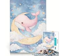 Puzzle de 1000 pièces Baleine Rose sur la Lune à l'aquarelle, pour Adolescents, Wise Think Toy, Gentle Leisure, Tight Cut, Liste de souhaits du Père Noël (38x52cm)