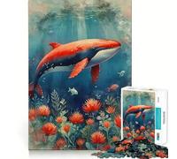 Puzzle de 1000 pièces Baleine Rouge sous-Marine pour Adolescents, Jeu de réflexion et de détente, pour Les fêtes (38x26cm)