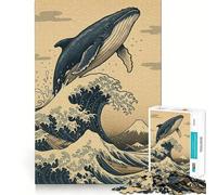 Puzzle de 1000 pièces Baleine sautant par-Dessus Une Vague pour Adultes Jeu de mémoire,Assemblage précis sans espaces,activité apaisante pour Une Pause mentale (38x52cm)