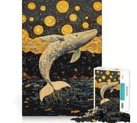 Puzzle de 1000 pièces Baleine sautant vers Les étoiles Jeu de Concentration mentale Découpe de précision Bords Lisses Activité captivante pour des soirées tranquilles (38x52cm)