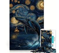 Puzzle de 1000 pièces Baleine sous Un Ciel étoilé Découpe Laser pour Un Assemblage Parfait Activité de Partage et de Concentration idéale pour Les Proches (38x26cm)
