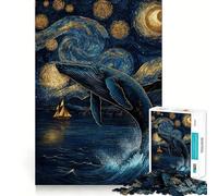 Puzzle de 1000 pièces Baleine sous Un Ciel étoilé pour Adolescents Jeu de réflexion Amusant Taille Uniforme Pièces précises Activité relaxante en Groupe à l'intérieur (38x52cm)