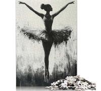 Puzzle de 1000 pièces - Ballerine Monochrome en Pose élégante - Puzzle en Bois pour Adultes - Jeu éducatif - Décoration intérieure - 1000 pièces (75 x 50 cm)