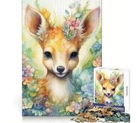 Puzzle de 1000 pièces Bambi dans Un Jardin Fleuri pour Adultes et Adolescents Détente et Concentration Idée Cadeau Parfaite Découpe Impeccable (50x75cm)